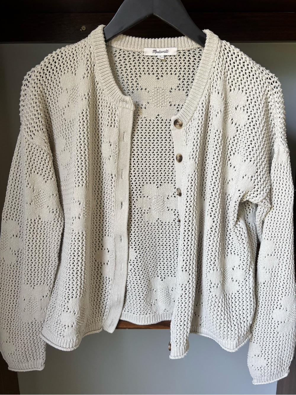 Madewell Pale Green Button Front Cardigan